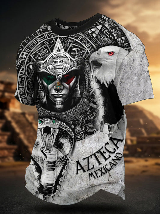 Men's Mexican Aztec Culture Print Casual Tee