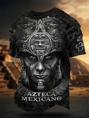 Men's Mexican Aztec Culture Print Casual Tee