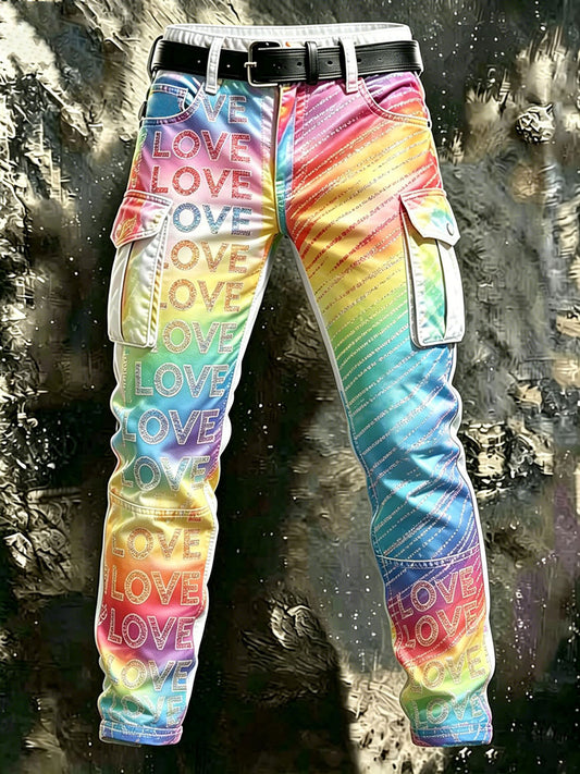 Men's Proud Rainbow Art Print Casual Trousers
