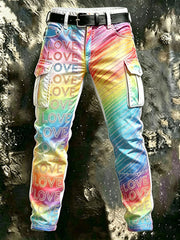 Men's Proud Rainbow Art Print Casual Trousers