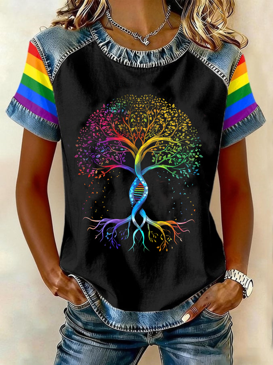 Women's Pride Tree of Life Casual Short Sleeved T-Shirt