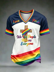 Men's Pride Month LGBT Art 'We The People Means Everyone' V-neck Short Sleeve T-shirt