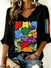 Women's Rainbow  Print Waffle T-shirt