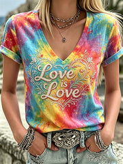 Women's Pride Month Print V-Neck Casual T-Shirt