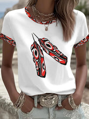 Women's Indigenous Print Casual T-shirt