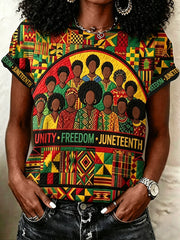 Women's Unity Freedom Juneteenth Print Casual Tee