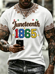 Men's Juneteenth Design Printed Waffle T-shirt