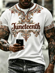 Men's Juneteenth Design Printed Waffle T-shirt