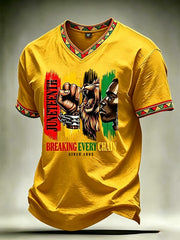 Men's Juneteenth 1865 Printed V-neck T-shirt