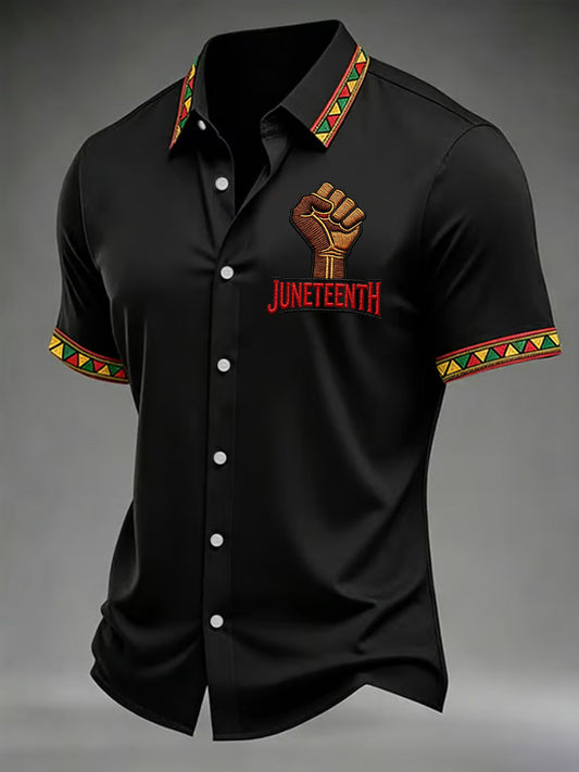 Men's Juneteenth Print Casual Shirt