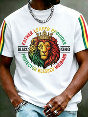 Men's Black King Printed Casual T-shirt