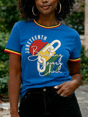 Women's Juneteenth Breaking Every Chain Print Casual Tee