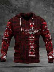 Men's Indigenous Print Casual Hoodie