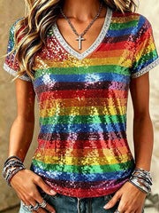 Women's Pride Month Printed V-neck T-shirt