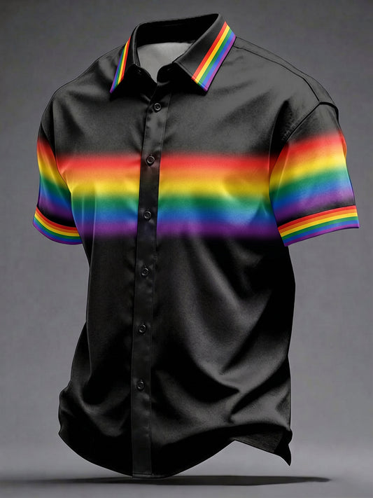 Men's Pride Month Rainbow Art  Short Sleeve Shirt