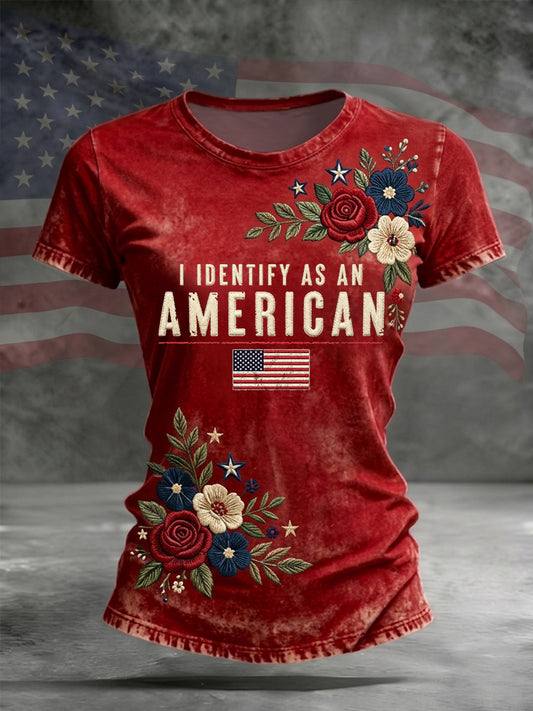 Women's I Identify As An American Casual Patriot Tee