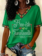 Women's Juneteenth Print short-sleeved T-shirt