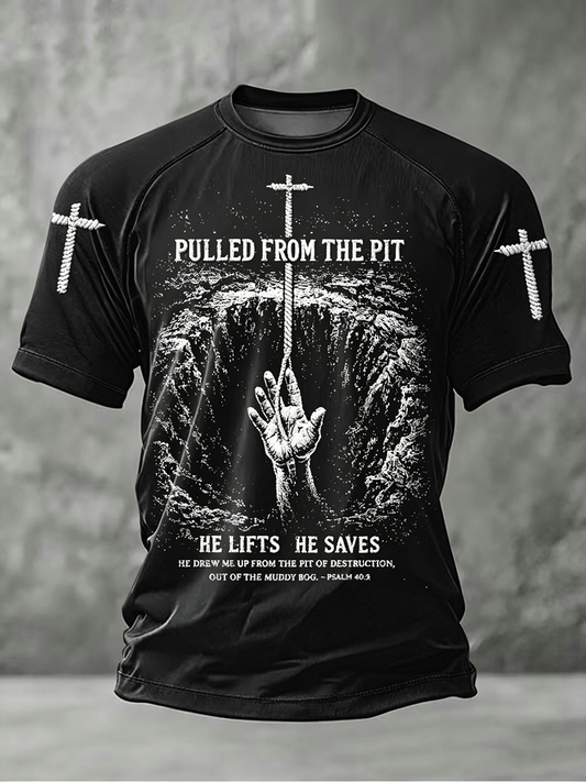 Men's Pulled From The Pit He Lifts He Saves Short Sleeve T-shirt