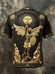 Men's Faith Saint Michael Defend Us In Battle Printed T-shirt