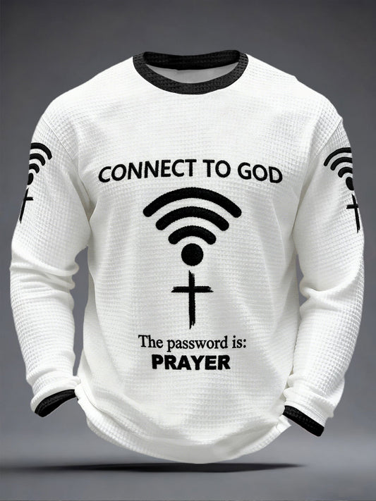 Men's "Connect To God,The Password IS Prayer" Print Casual T-Shirt