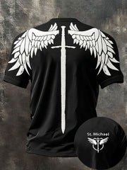 Men's Faith Saint Michael Defend Us In Battle Printed T-shirt
