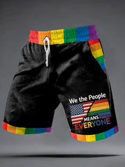 Men's Pride Month Rainbow Flag Art Shorts
