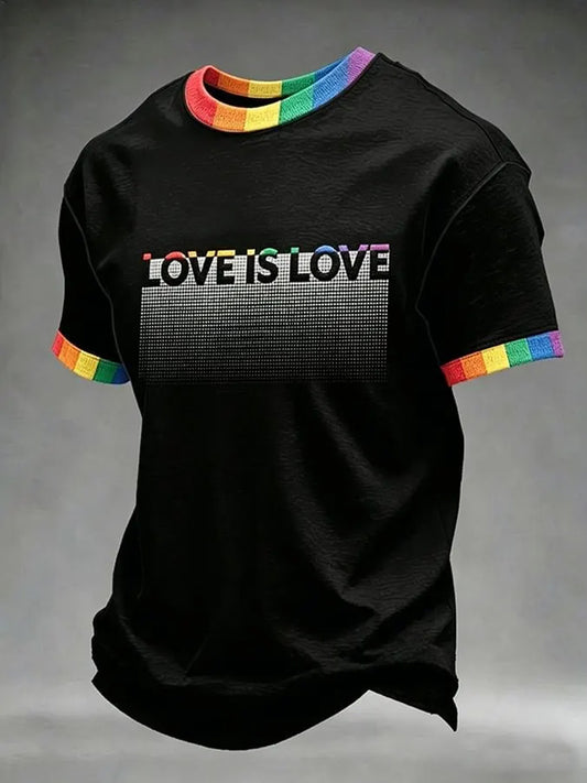 Men's Pride Month Rainbow Love Is Love  Short Sleeve T-shirt