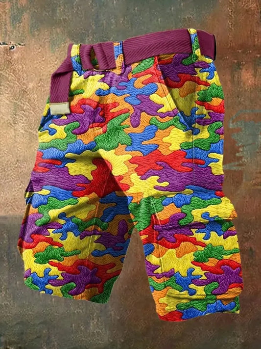 Men's Pride Month Rainbow Art Shorts