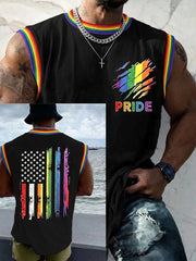 Men's LGBT Rainbow Month Rainbow Flag Art Print Sleeveless Vests