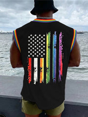 Men's LGBT Rainbow Month Rainbow Flag Art Print Sleeveless Vests