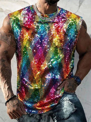 Men's LGBT Rainbow Month Rainbow Art Print Sleeveless Vests