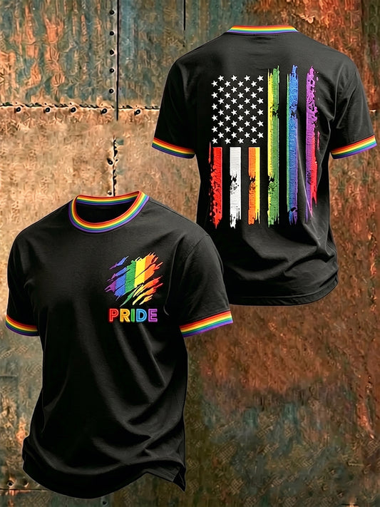 Men's LGBT Rainbow Month Rainbow Flag Art Print Short Sleeve T-shirt