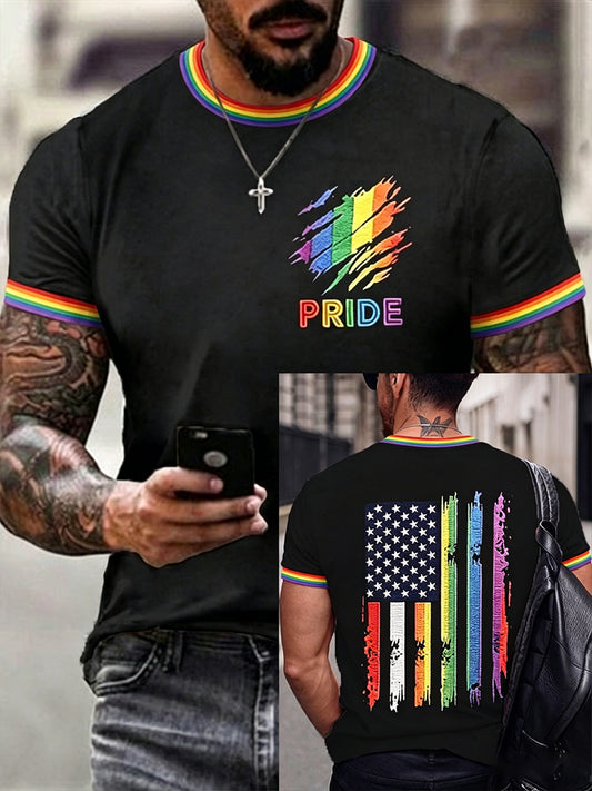 Men's LGBT Rainbow Month Rainbow Flag Art Print Short Sleeve T-shirt