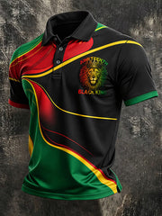 Men's Juneteenth Black King Print Casual Polo
