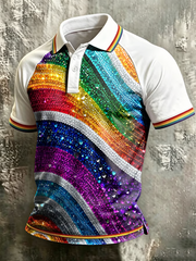 Men's Pride Month Printed three buttons shoulder sleeve