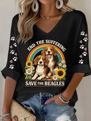 Women's End The Suffering  Save The Beagles Waffle T-shirt