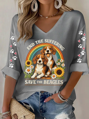 Women's End The Suffering  Save The Beagles Waffle T-shirt
