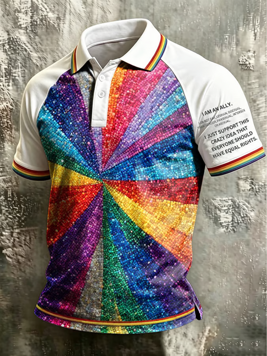 Men's Pride Month Printed three buttons shoulder sleeve