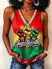 Women's Juneteenth 1865 Print Casual Vest