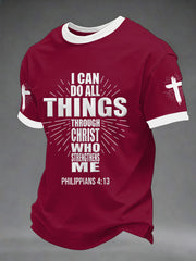 Men's Bible I Can Do All Things Through Christ Who Strengthens Me Philippians 4:13 Print Casual Tee