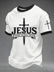 Men's Jesus The Way The Truth The Life Print Casual Tee