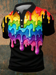 Men's Pride Month Rainbow Art Printed Short Sleeve Top