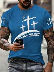 Men's Christian Cross Walk By Faith Not By Sight Short Sleeve T-shirt