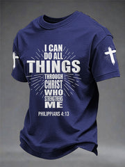 Men's Bible I Can Do All Things Through Christ Who Strengthens Me Philippians 4:13 Print Casual Tee