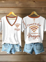 Women's "Connect To God,The Password IS Prayer" Print Casual short-sleeved T-shirt