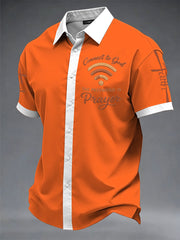 Men's "Connect To God,The Password IS Prayer" Print Casual Short Sleeve Shirt
