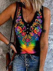 Women's Rainbow Print Casual Vest