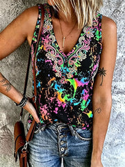 Women's Rainbow Print Casual Vest