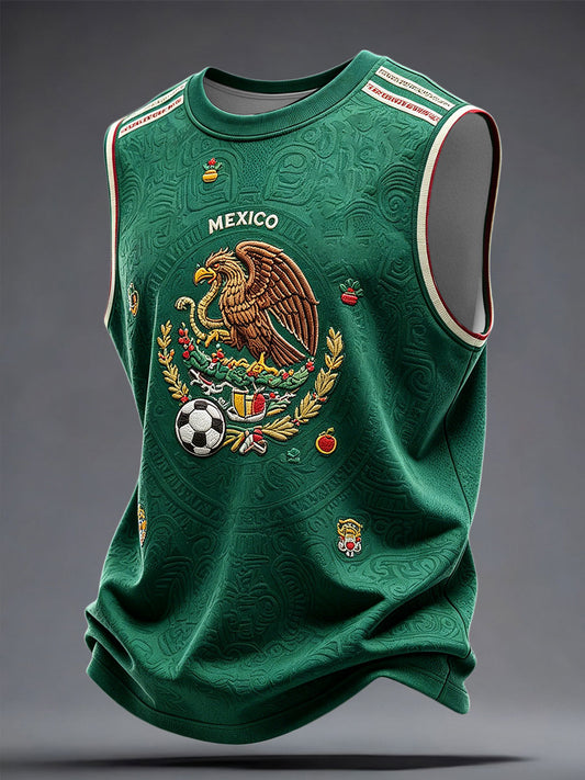 Men's Mexico Art Football Lover Printed Tank Tops