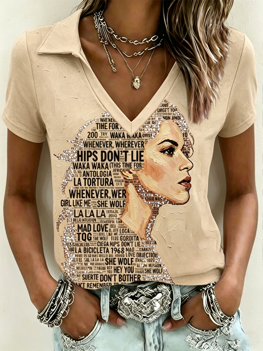 Women's Shakira Print short-sleeved T-shirt